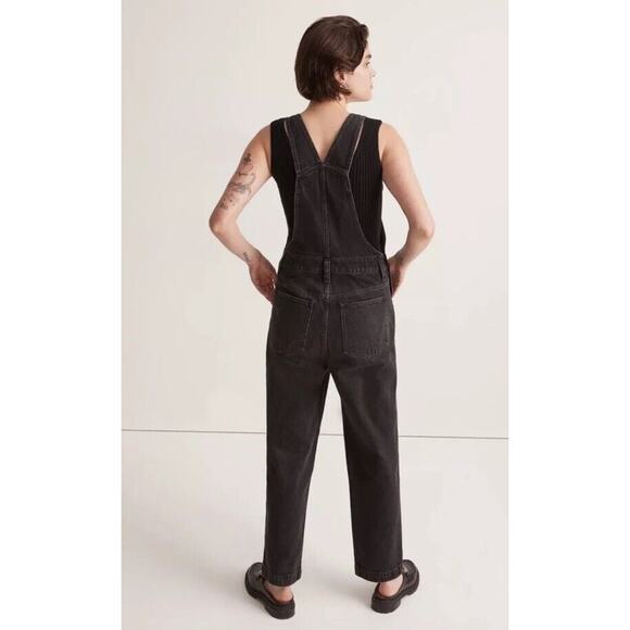 Madewell Straight Leg Overalls Sz XS Lunar Black Normcore Fall Bibs Grunge New - Picture 4 of 16